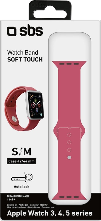 Image du produit SBS Bracelet taille S/M pour Apple Watch Series 3/4/5/6/7/SE 44mm rouge (44 mm, Silicone, Apple Watch SE, Apple Watch Series 3, Apple Watch Series 4, Apple Watch Series 5, Apple Watch Series 6, Apple Watch Series 7)