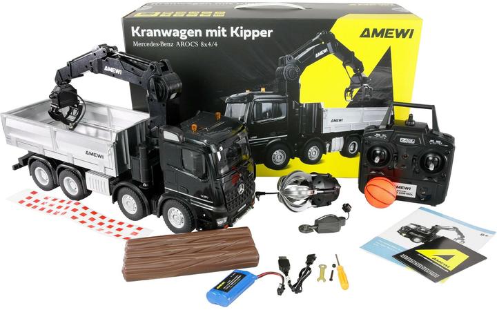 Produktbild Amewi Mercedes-Benz Arocs Kranwagen mit Kipper 8x4/4 4WD 1:18 RTR (RTR Ready-to-Run)