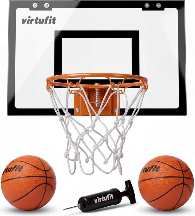 Virtufit Tabellone Pro Mini Basketball con 2 Palline e Pompa - Nero