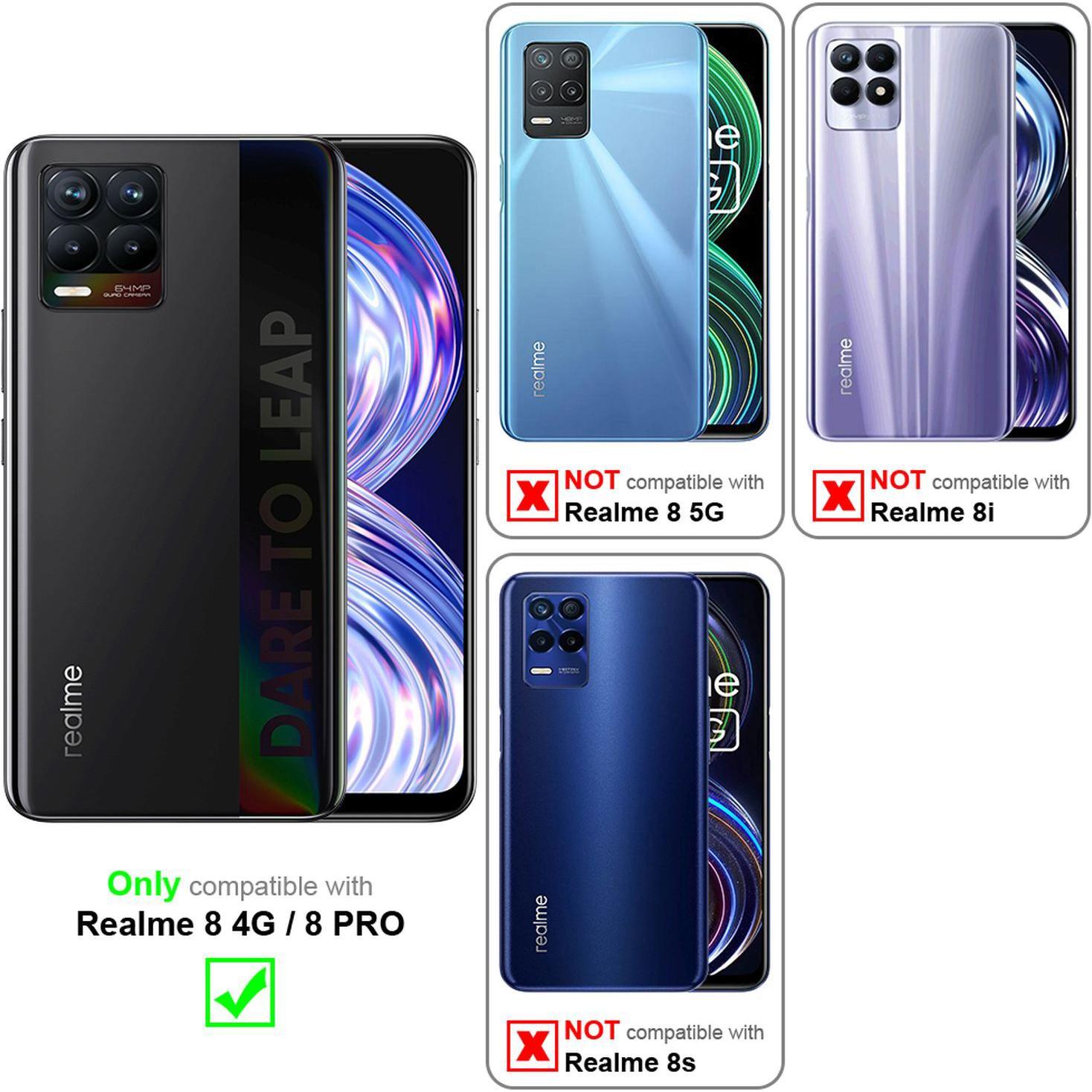 Thumbnail - Cadorabo Flower Book Hülle für Realme 8 4G / 8 PRO (Realme 8 Pro, realme 8), Smartphone Hülle, Türkis
