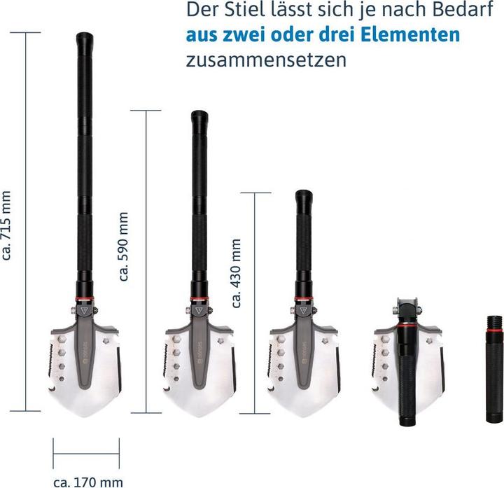 Actual product image Dönges Multifunctional folding spade All-in-One, in camouflage bag