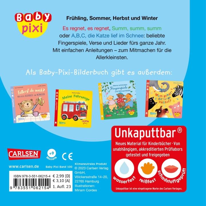 Actual product image Baby Pixi (unbreakable) 100: Rhymes for (German)