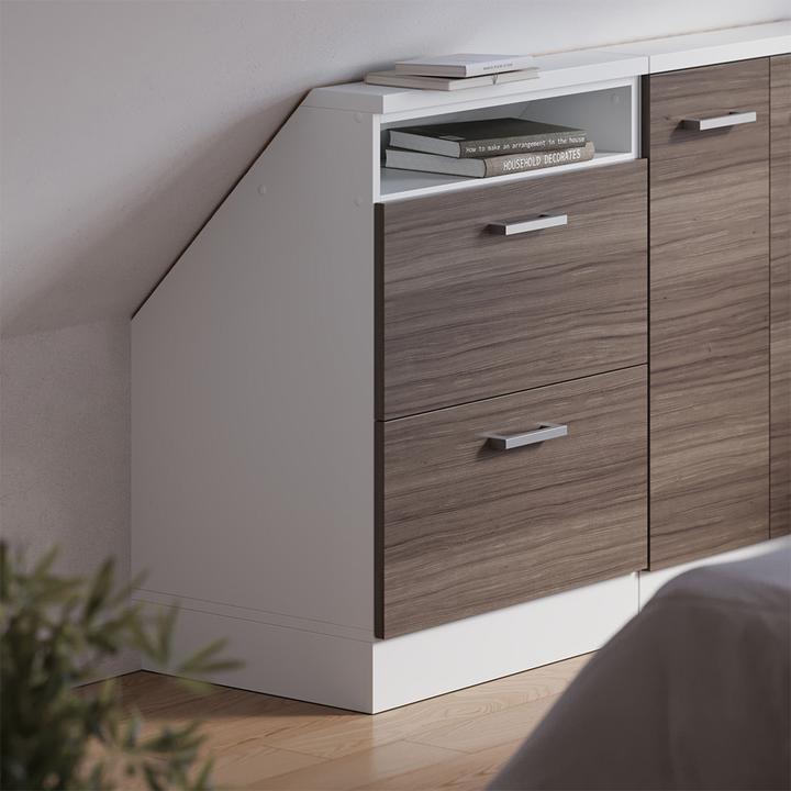 Produktbild Vichy Dachschrägenschrank Rion, Edelgrau/Weiss/Weiss, mit 2 Schubladen (46 x 46 x 81.60 cm)