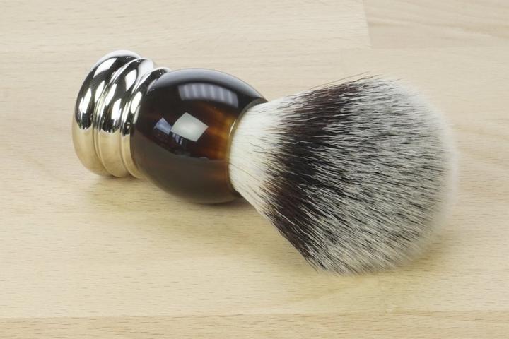 Produktbild Rasierpinsel, Synthetik-Haar, Griff Havanna mit Metallfuss Ring Ø 21,5 mm (Rasierpinsel)