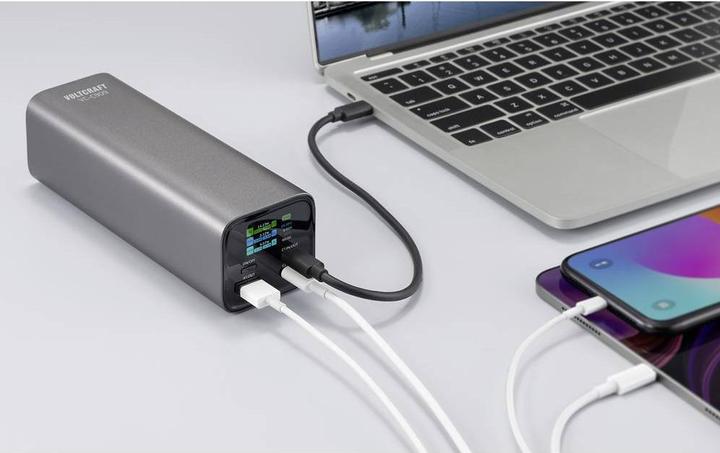 Produktbild Voltcraft VC-C909 Powerbank 27000 mAh Power Delivery 3.0 Li-Ion Schwarz-Silber (27000 mAh, 99.90 Wh)