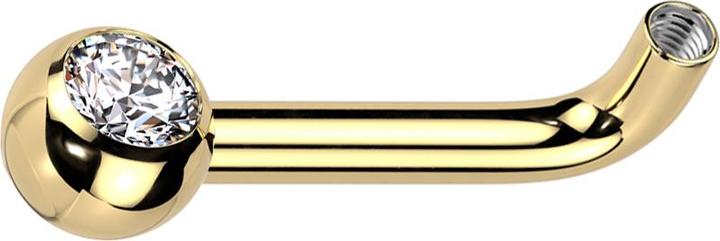 Produktbild Star Piercing Barbell-Stab L Gebogen vergoldet mit 1.2 mm Innengewinde mit Kugel Kristall silber (Titan G23, ohne Messing)