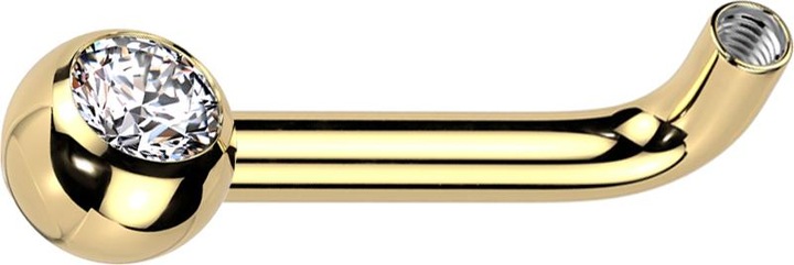 Image du produit Star Piercing Barre Barbell L Courbe doré avec 1.2 mm femelle avec boule cristal argenté (Titane G23, sans laiton)