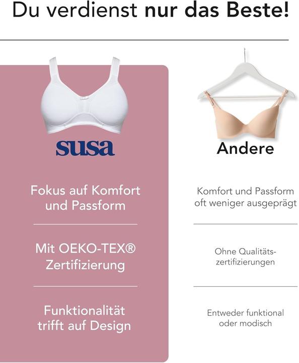 Actual product image Susa Wire-Free Cotton Support Bra with Preformed Cups and Comfort Straps (80 D)