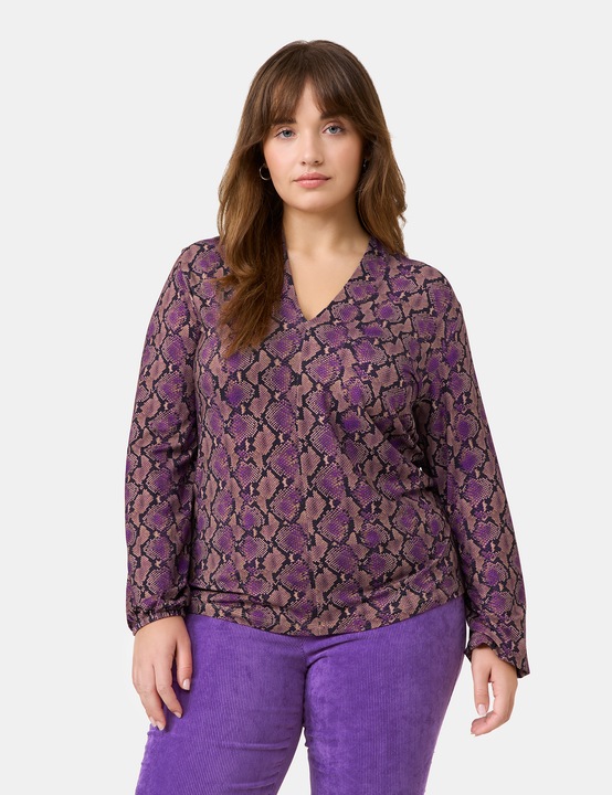 Produktbild Samoon Langarmshirt mit farbigem Schlangenprint T-Shirt Langarm Rundhals - 64440 (48)
