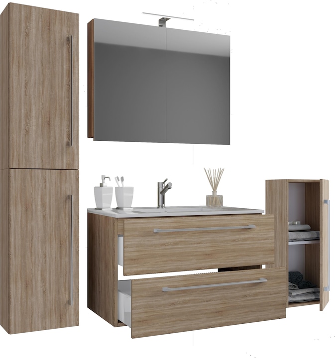 Immagine prodotto VCM Lavabo 5 pezzi Lavabo Badinos 2 cassetti Armadio a specchio
