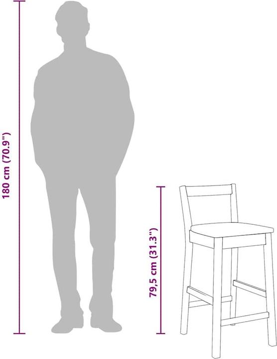 Image du produit VidaXL Tabouret de bar 2 pcs. Blanc Bois massif Hévéa