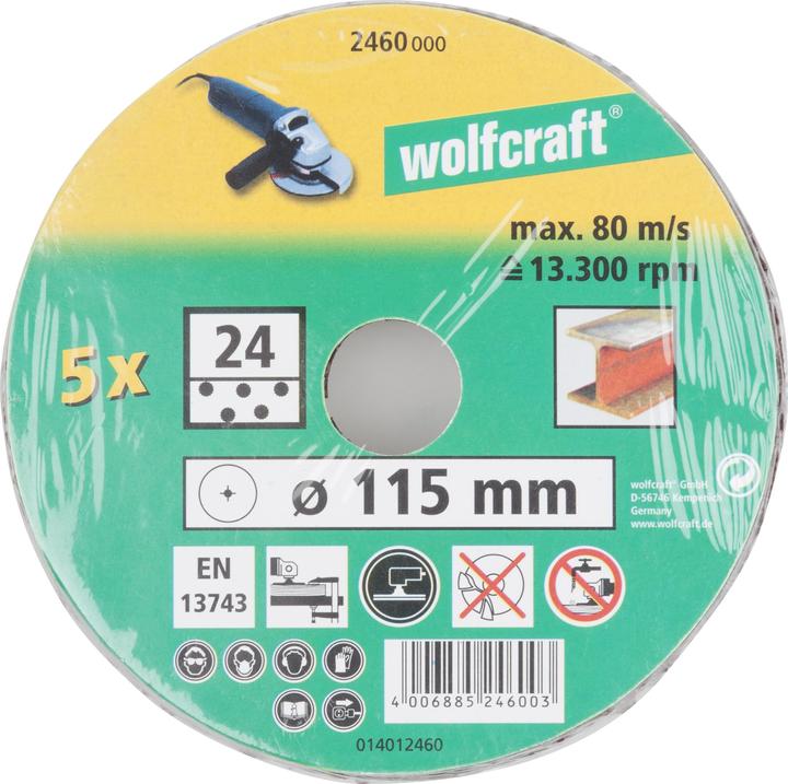 Produktbild wolfcraft wolfcraft 5 Fiberschleifscheiben WS K60 ø115mm (K60)