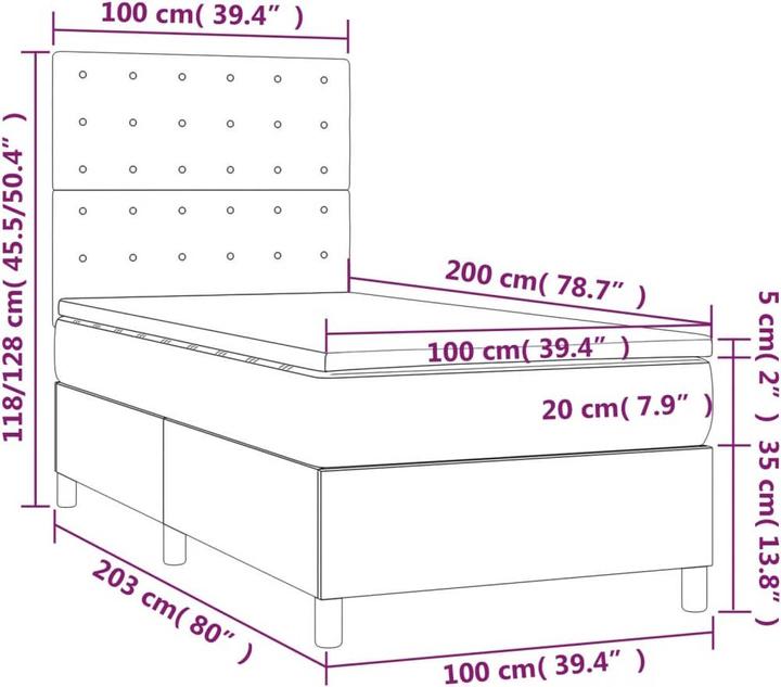Actual product image vidaXL Boxspringbett (100 x 200 cm)
