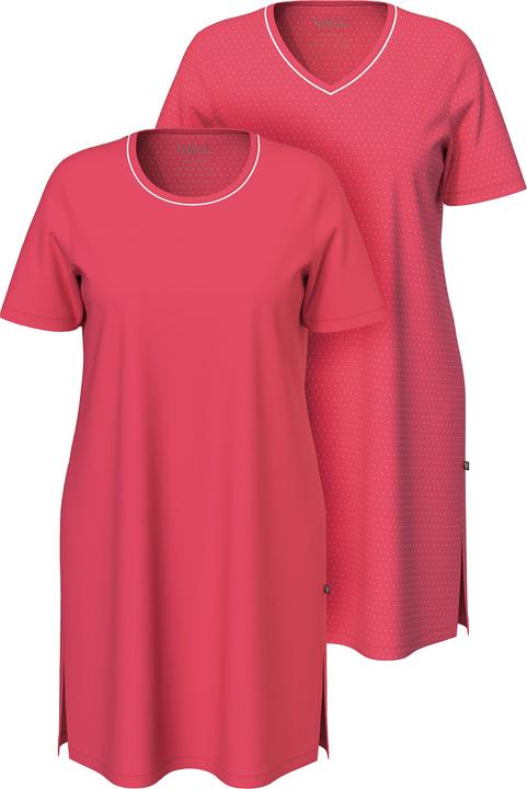 Actual product image Ulla Popken 2 Pack Short Sleeve Nightshirts - Dot, Solid (46)
