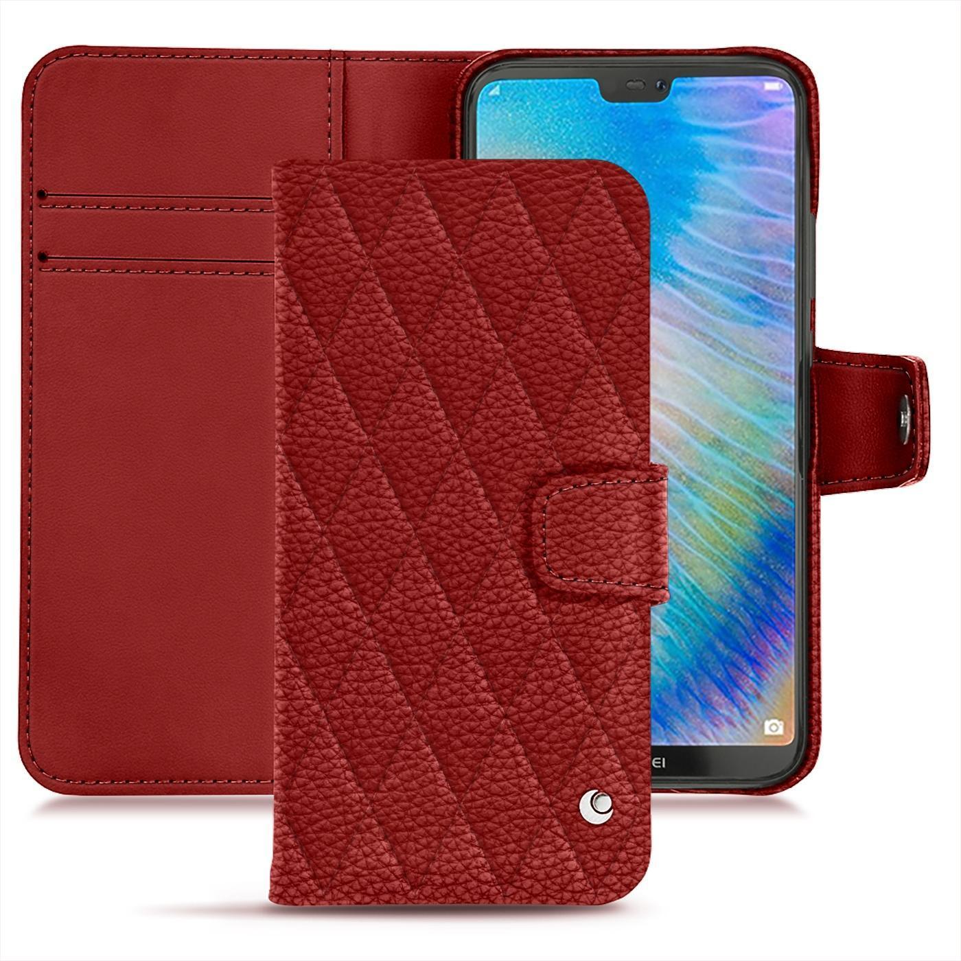 Noreve Lederschutzhülle Wallet (Huawei P20 Lite), Smartphone Hülle, Rot