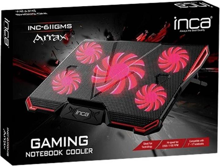 Actual product image Inca ARRAX GAMING NOTEBOOK COOLER 5X FAN, 6 STEPS, 2X USB, 13 ""-17