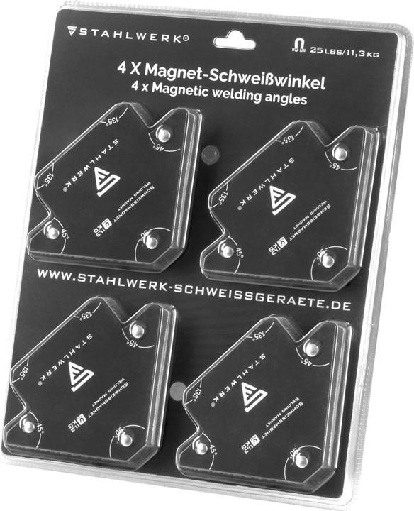 Produktbild Stahlwerk Schweisswinkel 4er Set Magnet 11,3kg 25lbs Schweissmagnet Magnetwinkel