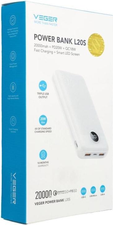 Immagine prodotto Veger Caricabatterie L20S (20000 mAh, 20 W, 20 Wh)