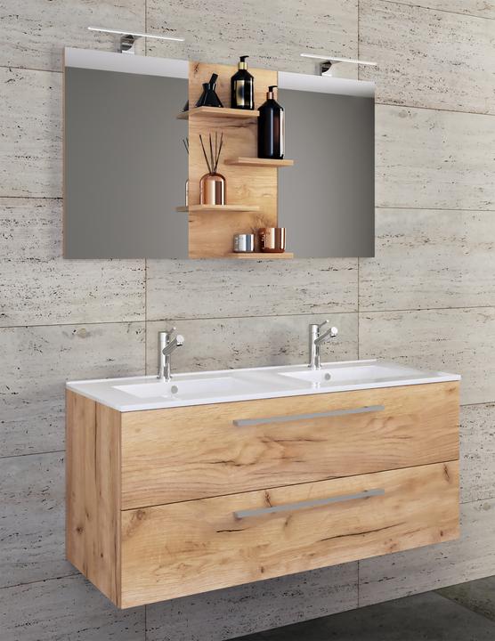 Produktbild VCM 3.-tlg. Doppel Waschplatz Zwei Waschtisch Budasi Spiegel