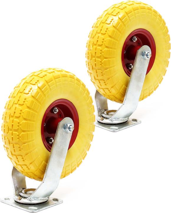 Image du produit Wiltec Jeu 2x Roulettes pivotantes à direction Jaune 258 x 78 mm Jantes en métal increvables 150kg par roue
