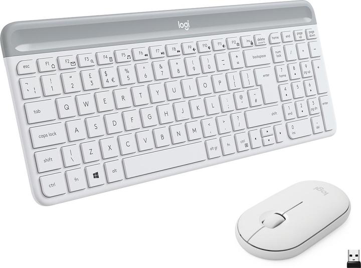 Logitech Clavier et souris sans fil Slim Combo MK470 Clavier USB QWERTY Italien Blanc (IT, Sans fil)