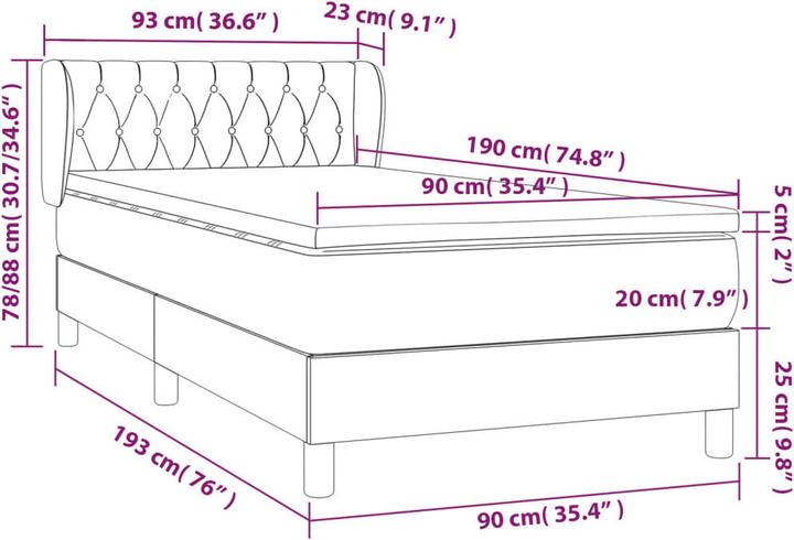 Image du produit vidaXL Boxspringbett (90 x 190 cm)