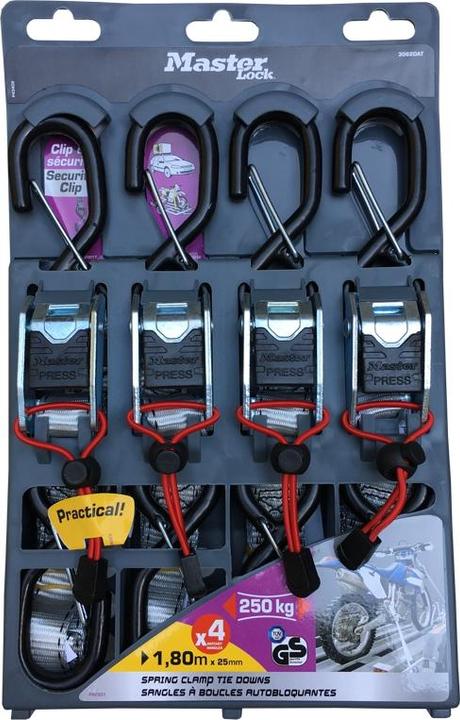 Productafbeelding Master Lock Autobloquantes sangles boucles de 1,80m x 25mm  lot de 4 gris