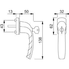 Thumbnail - Magni, Türgriff + Fenstergriff, Format 4012789518412 – Fenstergr. abschliessb. F90810S/U10 100 NM (Türgriff)