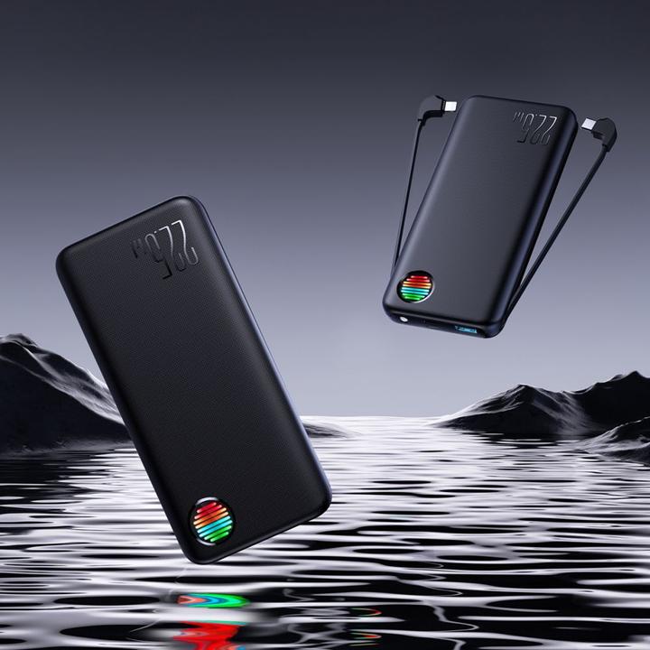 Produktbild Joyroom JR-L014 22,5 W 10000 mAh Powerbank mit integrierten USB-C-/ Lightning Kabeln + USB-A – USB-C (10000 mAh, 12 W, 37 Wh)