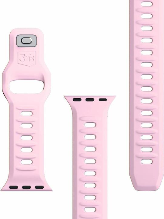 Actual product image 3MK Silicone Watch Strap różowy/powder pink dla Apple Watch 38/40/41mm (Silicone, Stainless steel)