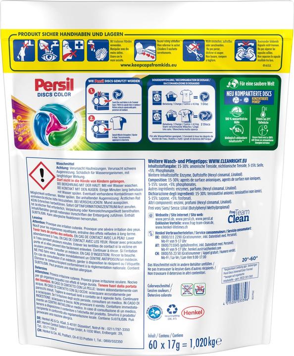 Image du produit Persil Disques de couleur 60Wl (60 Cycles de lavage, Pods de lavage)