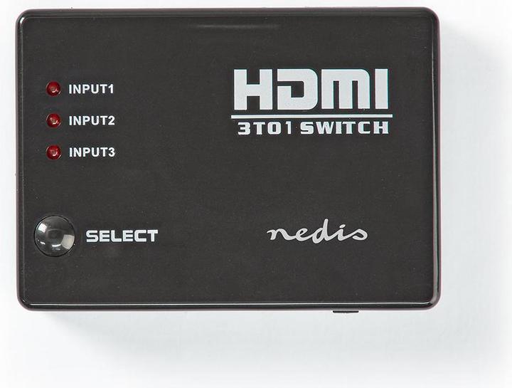 Actual product image Nedis HDMI ™ Switch - 3-Port - 4X HDMI™ Output - 1x HDMI™ Output - 1080p - 3.4 Gbps - ABS - Black