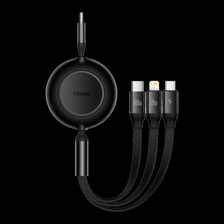 Productafbeelding Baseus Heldere Spiegel 4, USB-C 3-in-1 kabel voor micro USB / USB-C / Lightning 100W / 3,5A 1,1m (Zwart) (1.10 m, USB 3.2 Gen 1, 100 W)