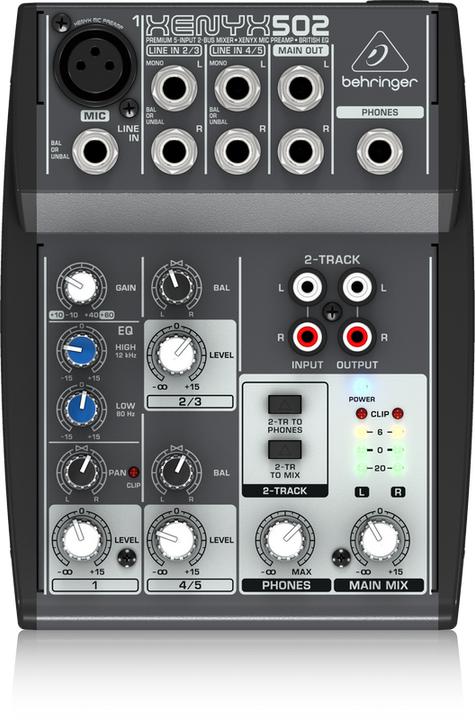Behringer XENYX 502, console di mixaggio a 3 canali (Miscelatore di linea)