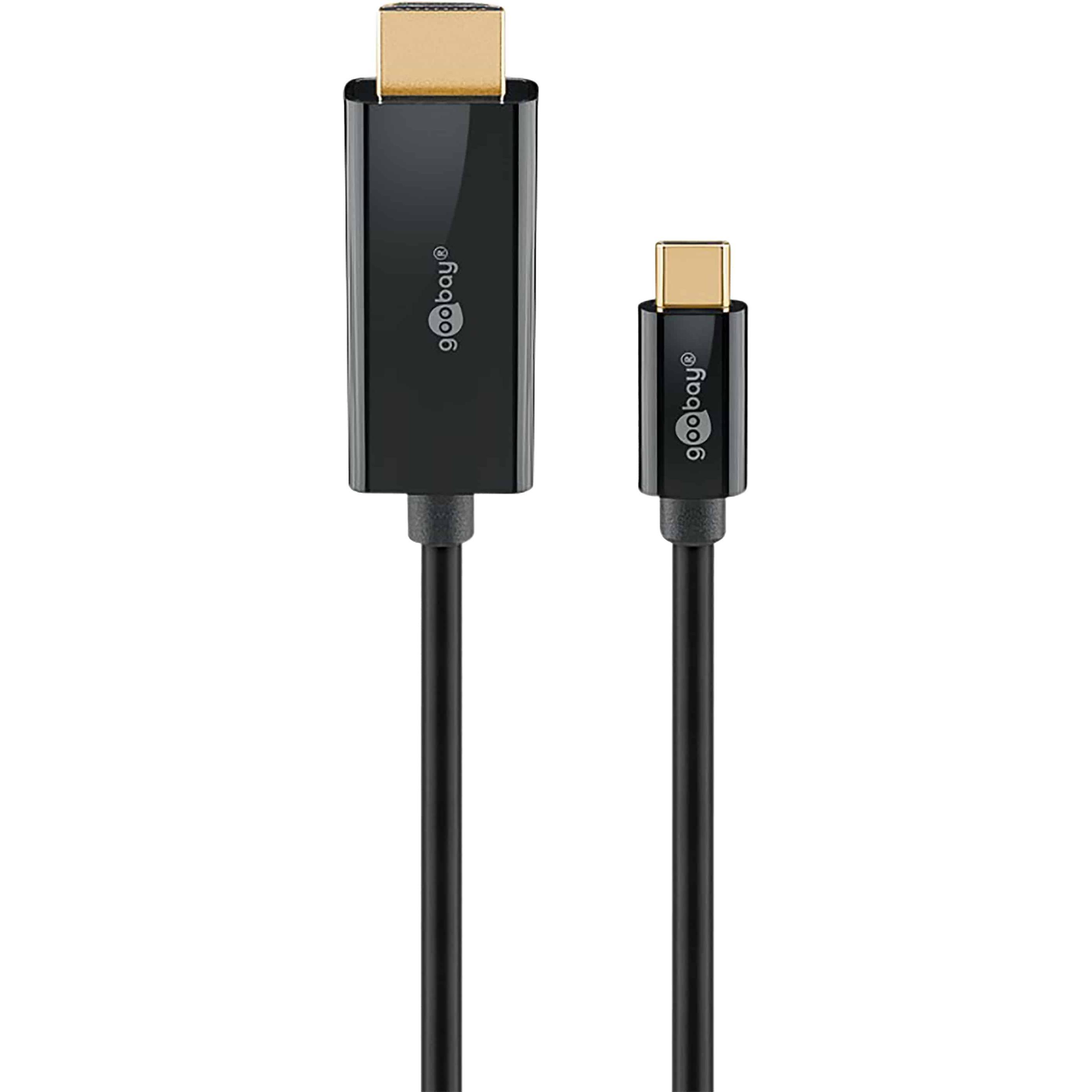 Goobay USB-C-auf-HDMI-Kabel 4K @ 60 Hz, 1 m, schwarz (1 m, HDMI), Video Kabel