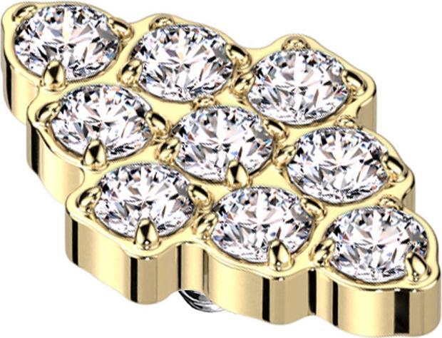 Actual product image Star Piercing Dermal Anchor Diamond gold-plated crystals silver (without brass, Titanium)