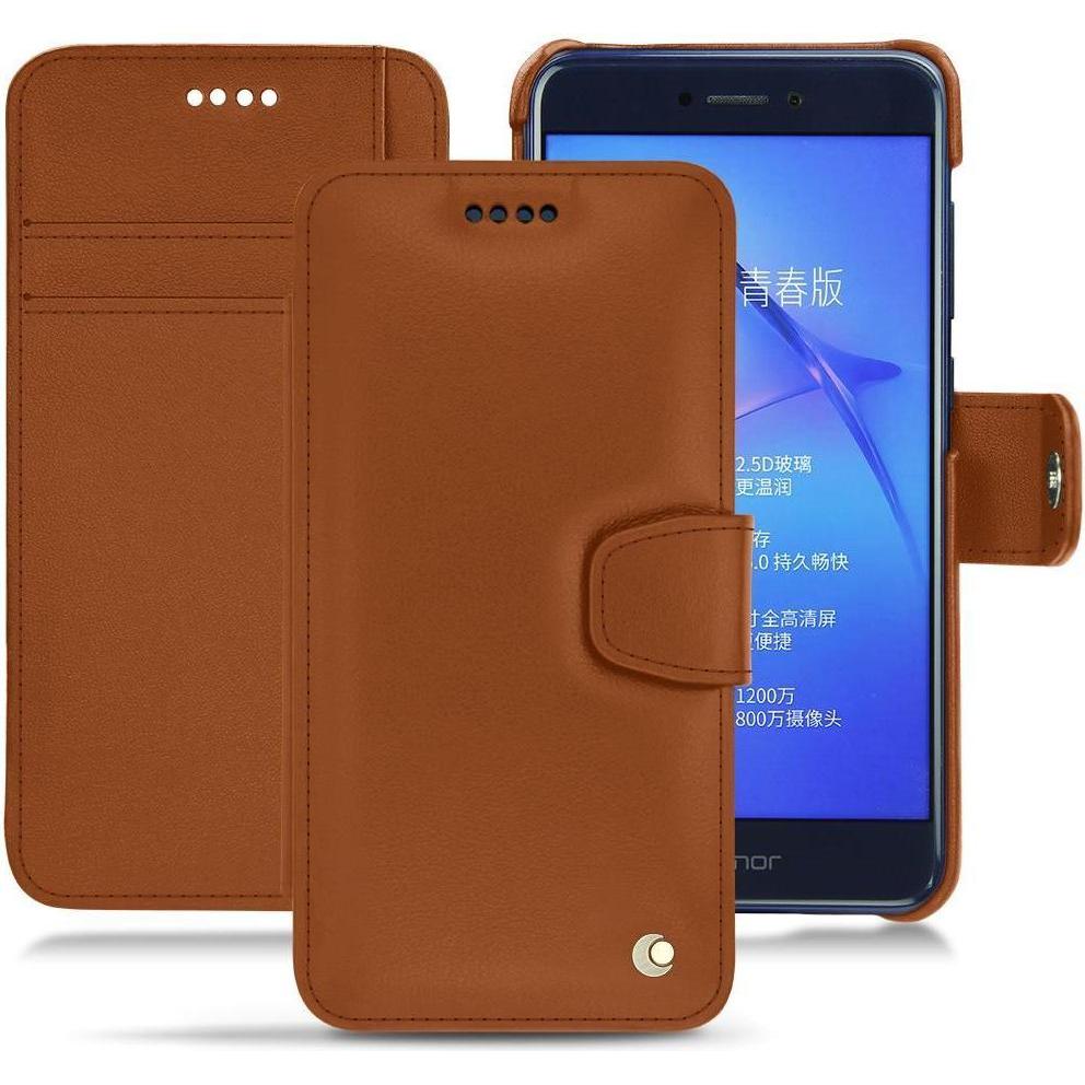 Noreve Lederschutzhülle Wallet (Huawei P8 Lite (2017)), Smartphone Hülle, Braun
