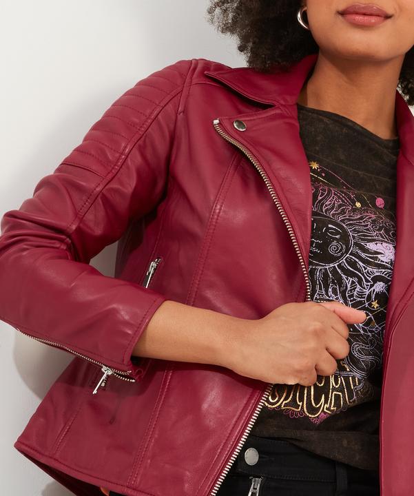 Produktbild Joe Browns Raspberry Leather Biker Jacket (40)