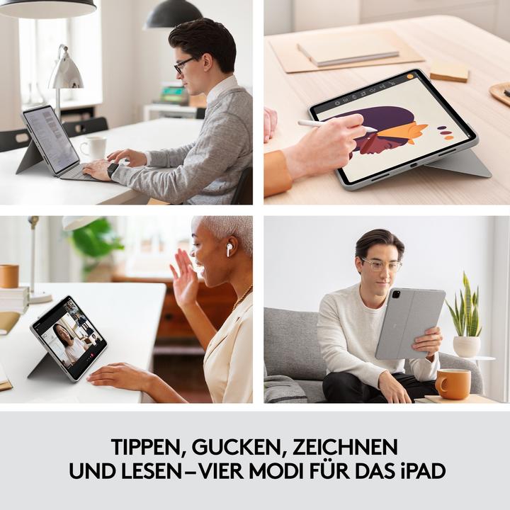 Produktbild Logitech Combo Touch for iPad Pro 12.9-inch (5th generation) - SAND - UK - INTNL (Eng. Int., iPad Pro 12.9 2021 (5. Gen))