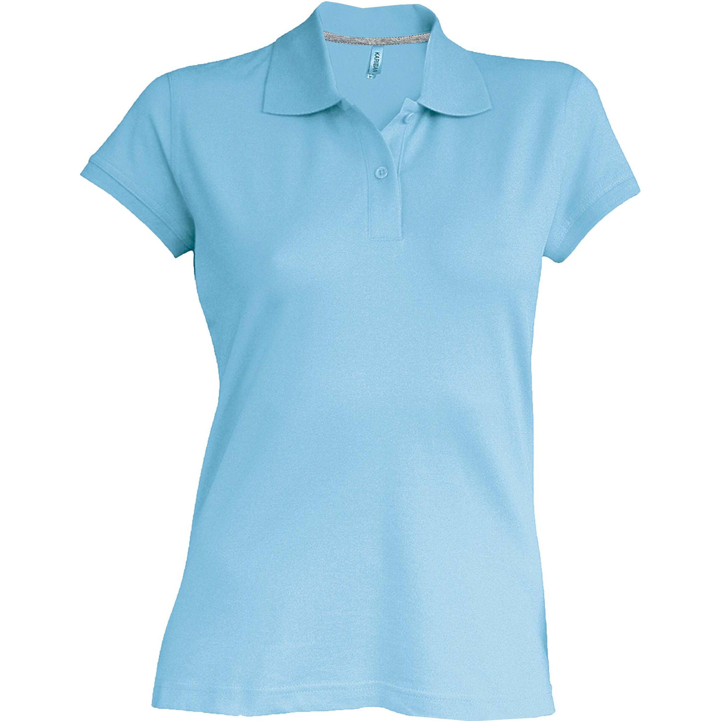 Kariban, Damen, Shirt, Damen Polo mit kurzen Ärmeln, Blau, (XL)