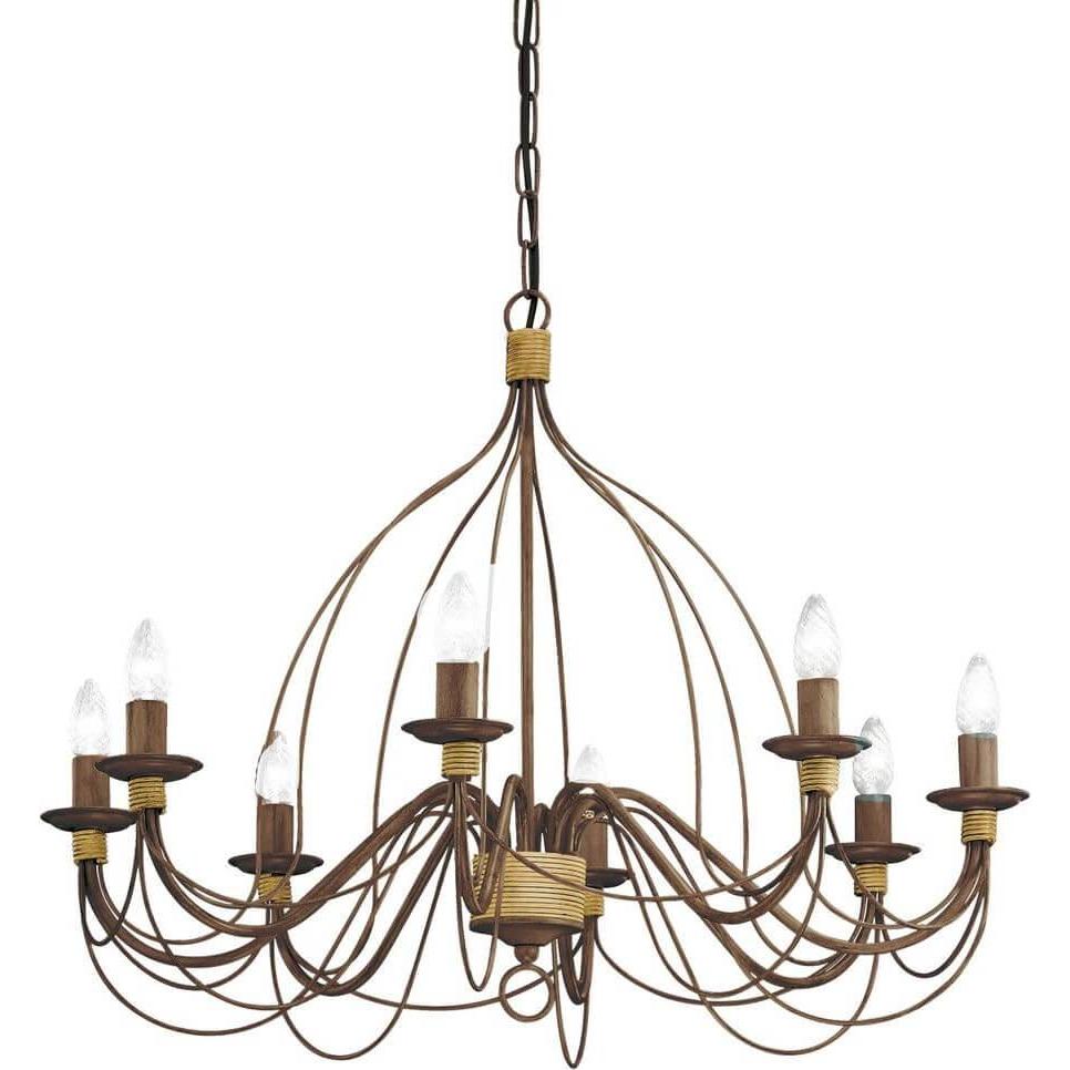 Ideal lux, Pendelleuchte, CORTE Pendelleuchte E14 8-fach ⌀800mm dimmbar Rostfarben 057194 (E14)