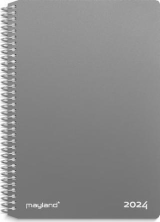 Produktbild Mayland-Burde Spiralkalender uge PP grå 11,7x7,1cm tvaerformat 2024 2020 00