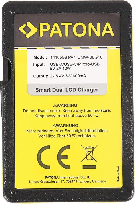 Image du produit Patona Chargeur Smart Dual LCD USB Panasonic DMW-BLG10 (Chargeur de batterie d'appareil photo)