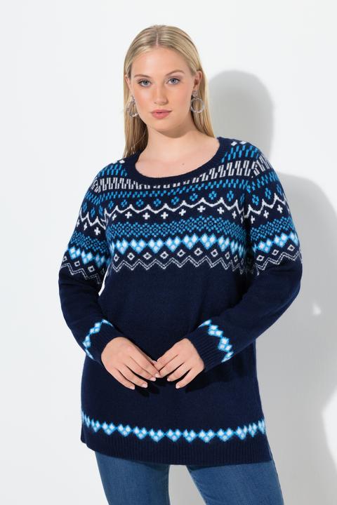 Produktbild Ulla Popken Norweger-Pullover, Rundhals, Langarm, weicher Strick (62)
