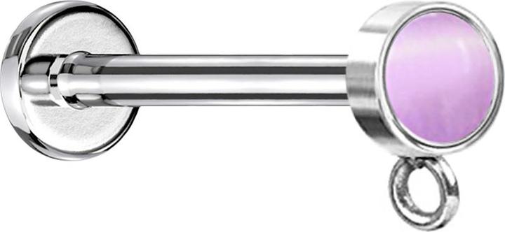 Immagine prodotto Star Piercing Micro labret a filo interno in argento con cilindro in pietra viola occhio di gatto per ciondolo (senza ottone, Acciaio chirurgico 316L, Mnerale)