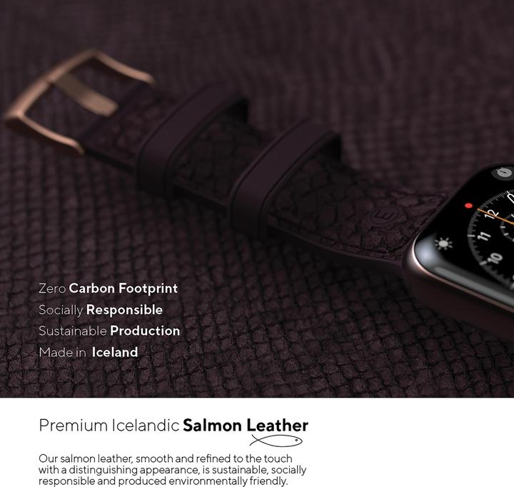 Immagine prodotto Njord Cinturino Per Orologio Eldur (41 mm, 40 mm, Pelle Vegan, Silicone, Pelle di salmone vegana)