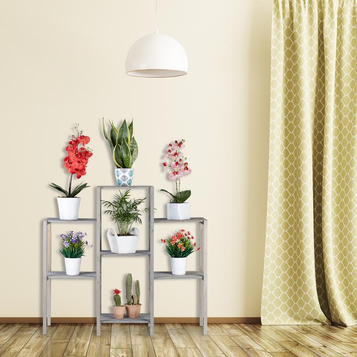 Actual product image Relaxdays Grey Wooden Flower Rack