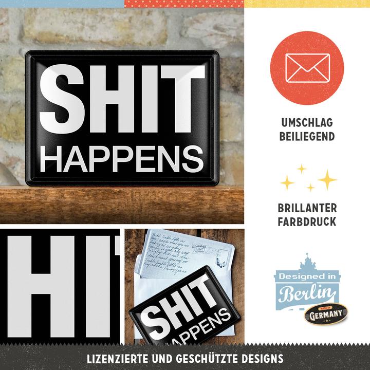 Produktbild Nostalgic-Art Merchandising Blechpostkarten. Achtung / Shit Happens (1 Stk.)