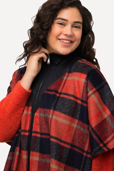 Produktbild Ulla Popken Poncho, Karomuster, Troyerkragen, Oversized, Halbarm (50, 52, 54, 56)
