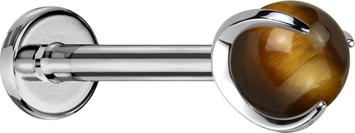 Immagine prodotto Star Piercing Micro Labret con filo interno in argento con pietra occhio di tigre incastonata (senza ottone, Mnerale, Titanio)